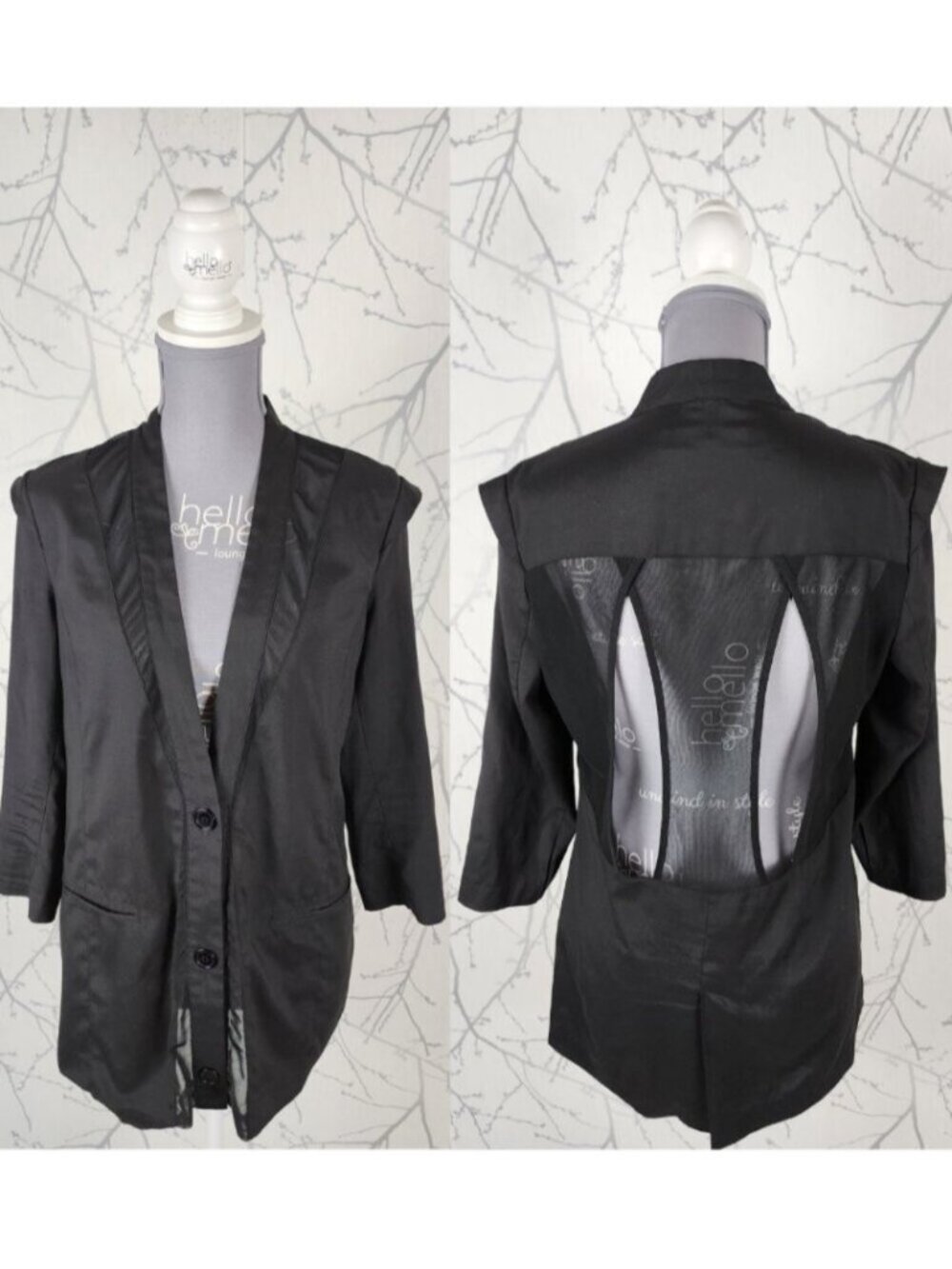 Factory Erik Hart Black Mesh Inset Open Back Unstructured Jacket